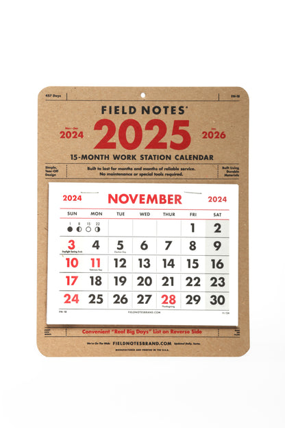 Field Notes: 2025 15 Month Workstation Calendar