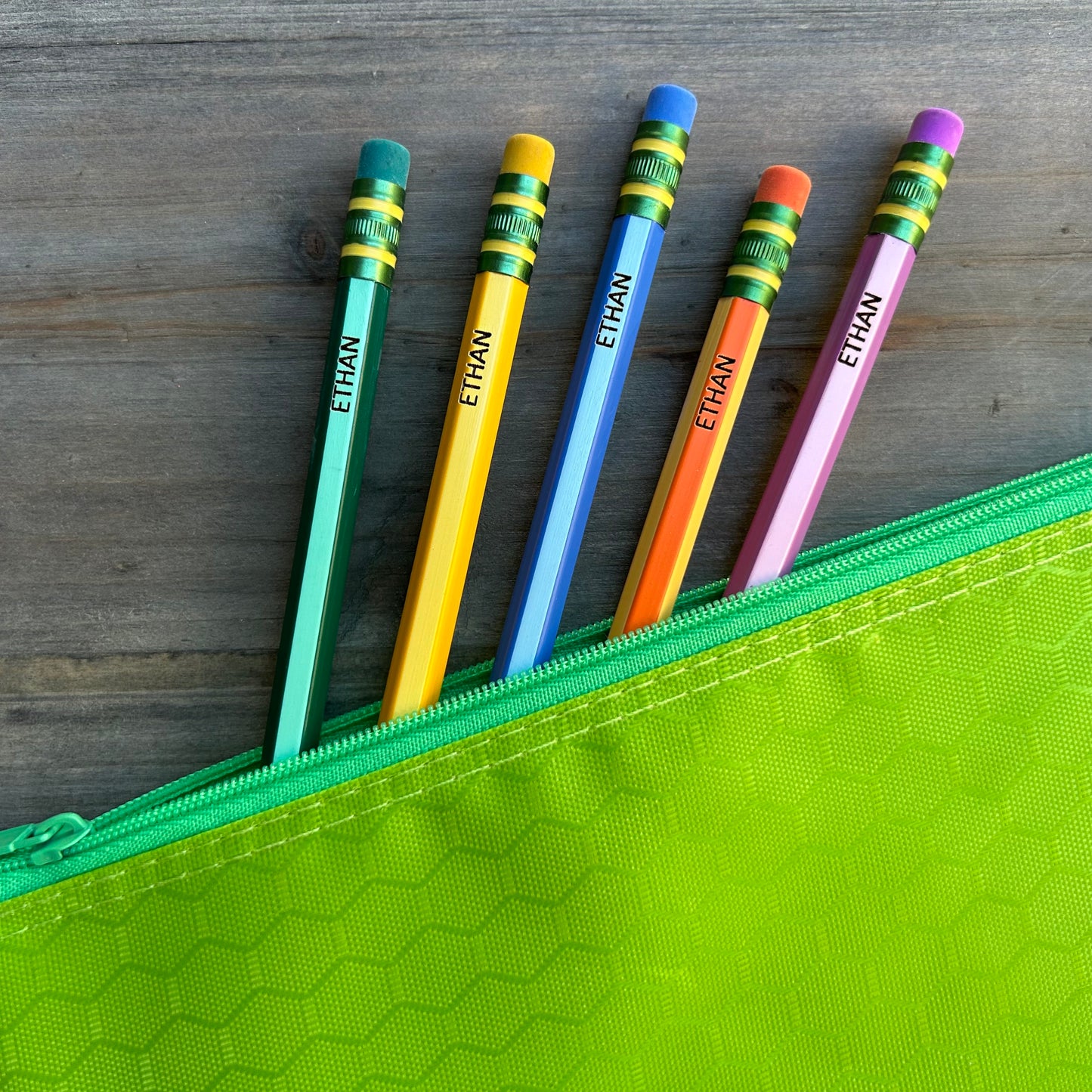 Custom Engraved Striped Ticonderoga #2 Pencils