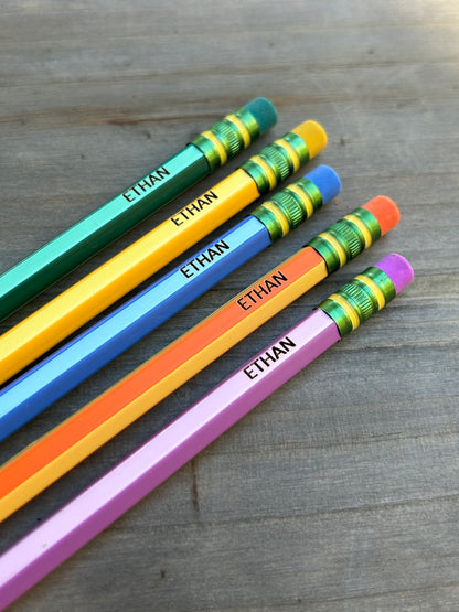 Custom Engraved Striped Ticonderoga #2 Pencils