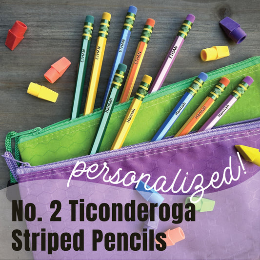 Custom Engraved Striped Ticonderoga #2 Pencils