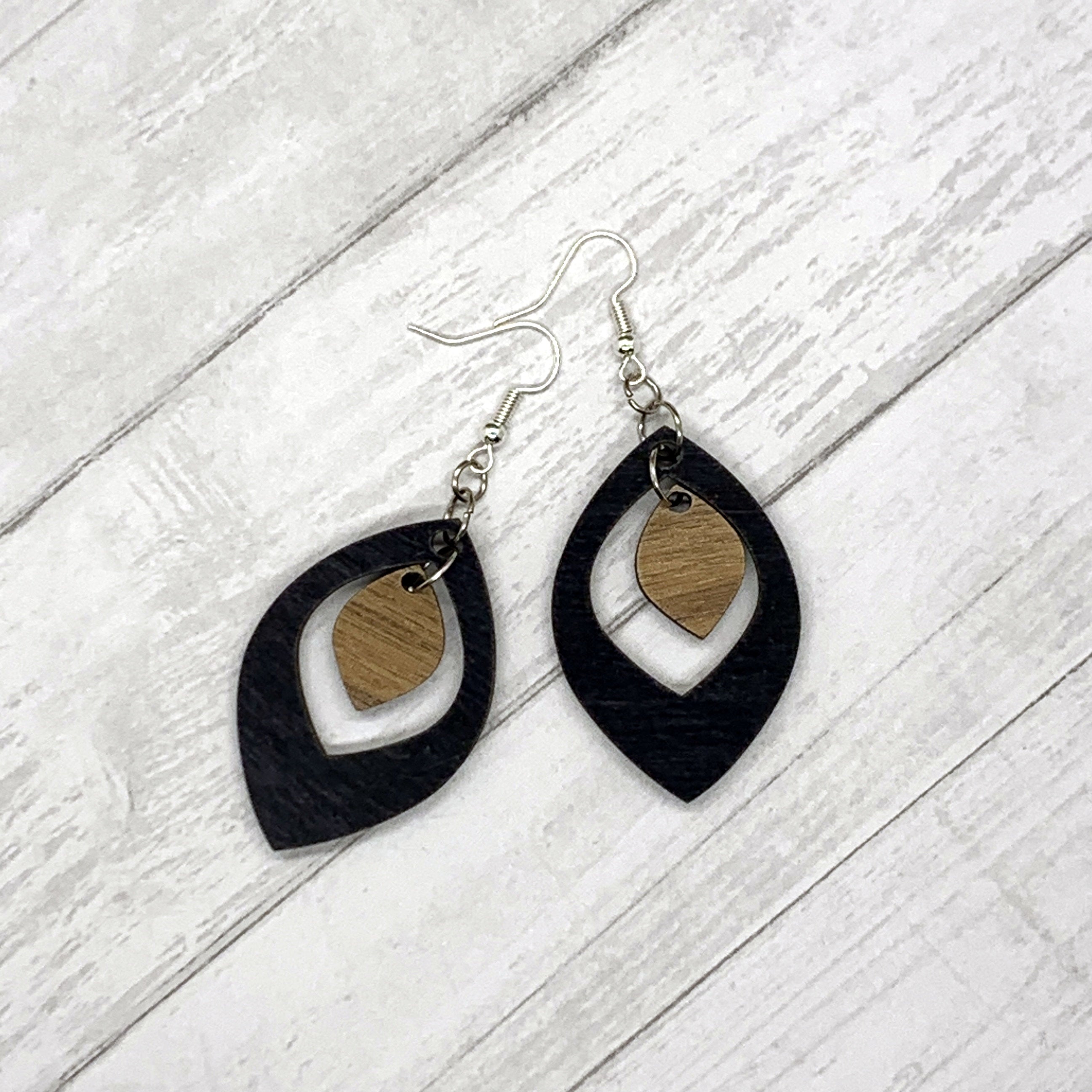 Boho Wooden Teardrop Hand-painted Pyrography Earrings - Huckleberry Life