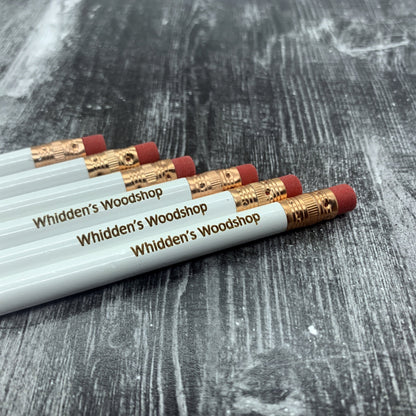 Personalized Engraved White #2 Pencils