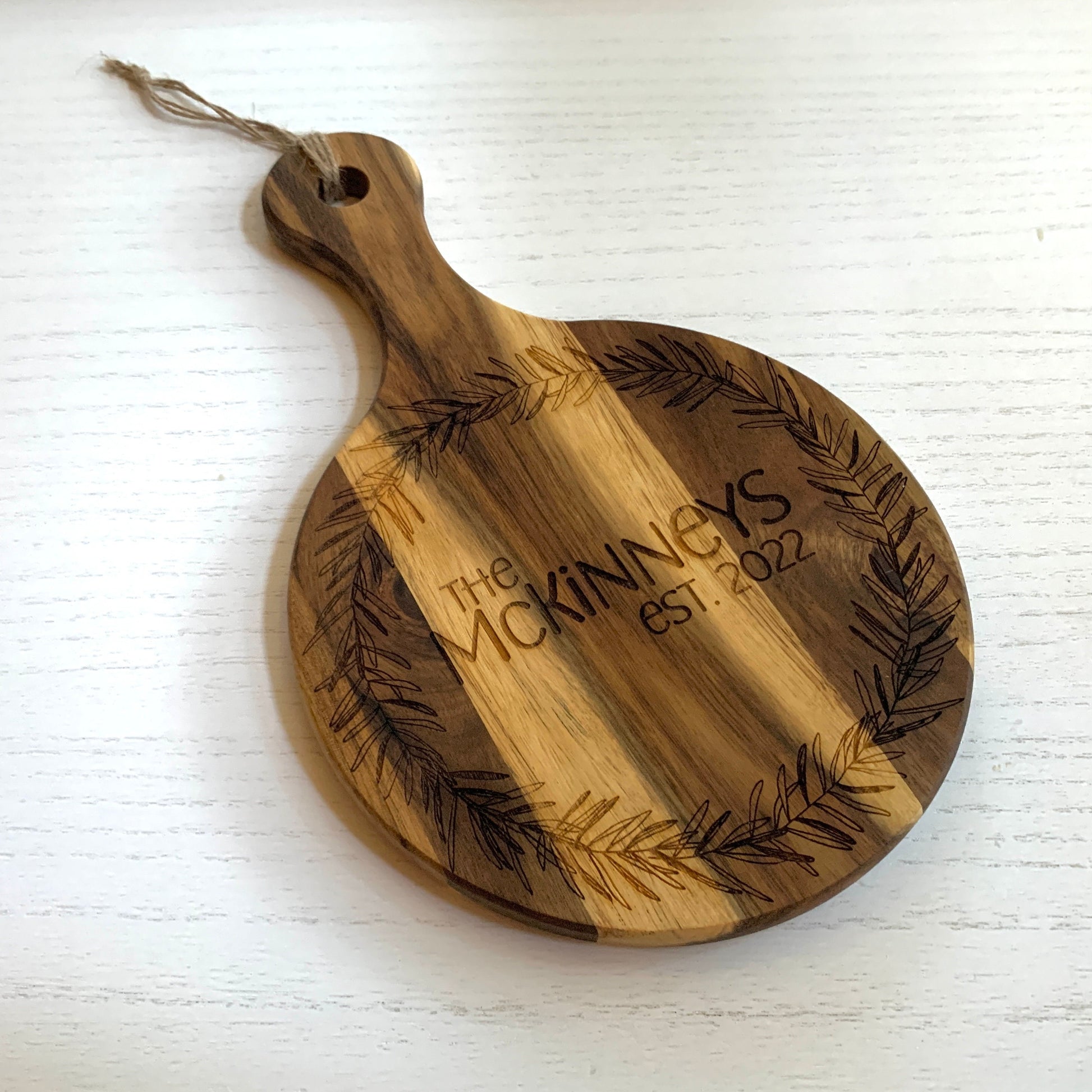 Acacia Wood Cheese Board, Custom Engraved - Large